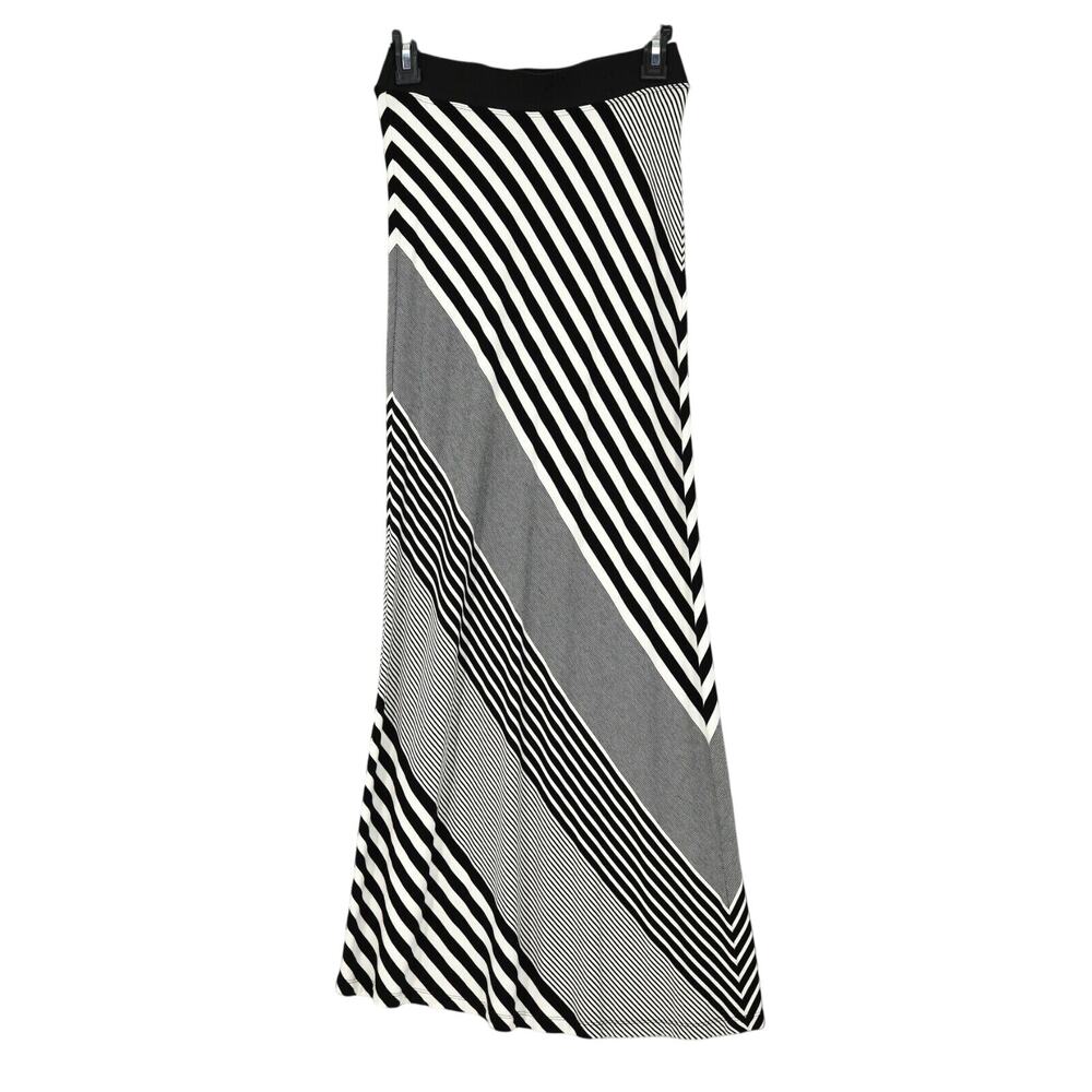 WHBM Skirt Womens XXS 2XS Black White Stretch Knit Long Maxi Bias Cut Beach